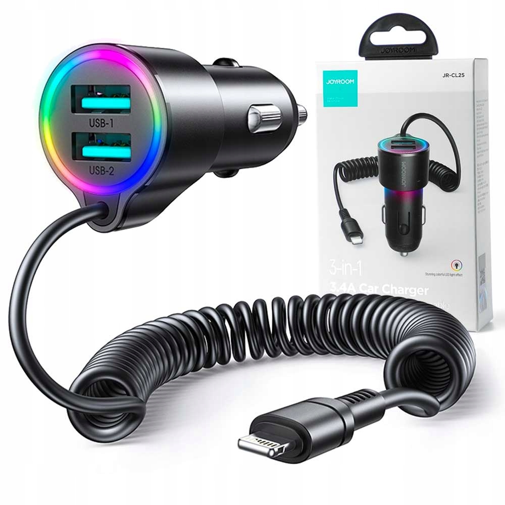 Autonabíjačka Apple Lightning, USB Joyroom 3400 mA